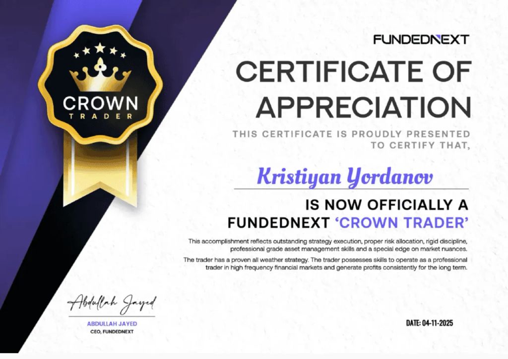 Kristiyan Yordanov - Crown Trader Certificate