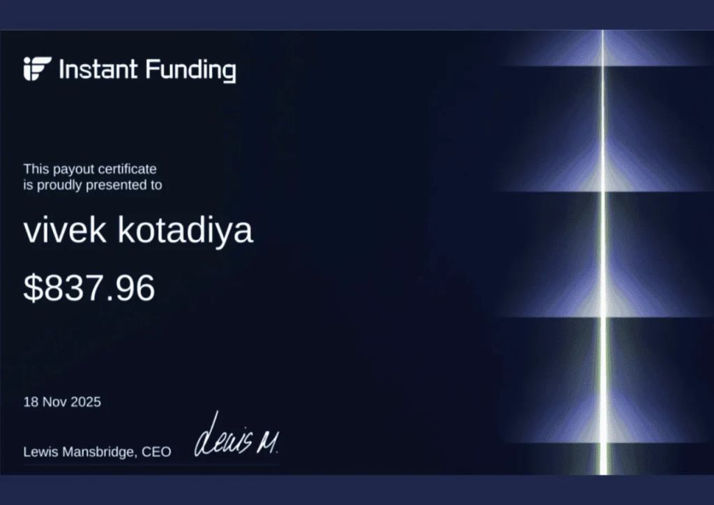 Vivek Kotadiya - Payout Certificate Certificate